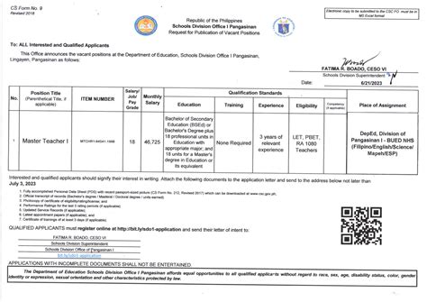 sdo1 pangasinan personnel unit|To ALL Interested and .